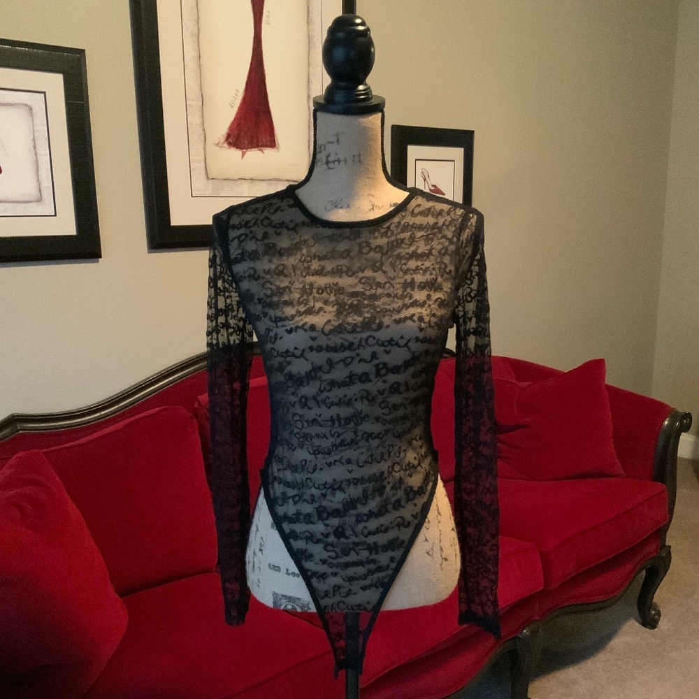 Mesh All Over Writing Bodysuit